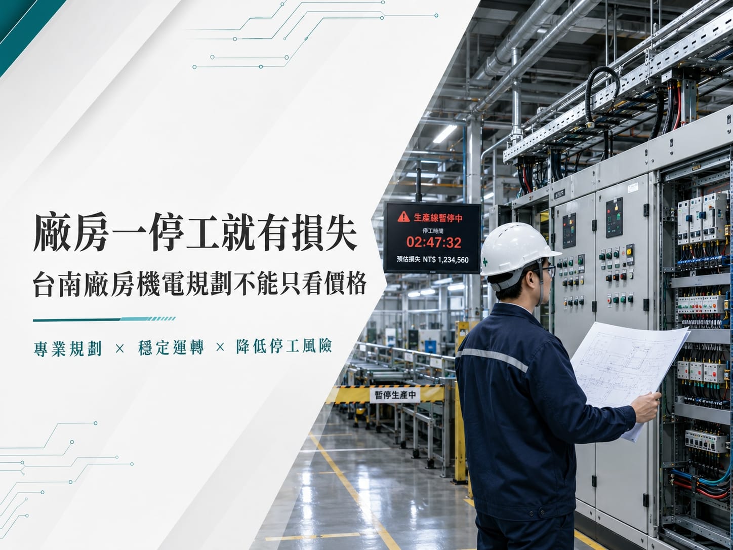 廠房一停工就有損失，台南廠房機電規劃不能只看價格
